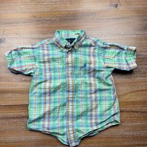 Ralph Lauren‎ Plaid Button Down Shirt Short Sleeve Casual 3/3T